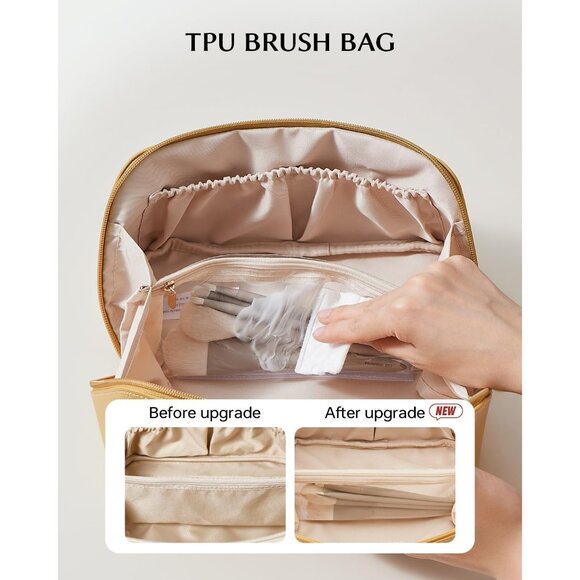 Women AM-Yellow Large Capacity Cosmetic Travel Makeup Waterproof Portable Bag - Picture 3 of 5